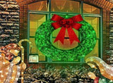 Christmas wreath outdoor decoration, small Christmas wreath plugin, suitable for doors, windows, V1192-AZ-W-0080