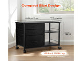 Mobile Metal File Cabinet with 3 Fabric Drawers and 2 Open Shelves Black V952-JSHXWJGJTMZWYX3KK001V0