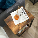 Rustic Brown Side Table with Mesh Shelf V178-11345