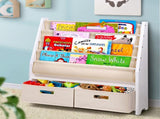 Keezi 4 Tiers Kids Bookshelf Magazine Rack Children Bookcase Organiser Drawer FURNI-G-TOY111-WH