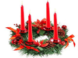 Christmas Advent Wreath Fir Wreath Christmas Arrangement Decorative Wreath with Candle Holder & V1294-YM0715-10327624