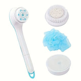 Electric Bath Brush Soft Bristle Body Scrubber Long Handle Back Scrubber Dorm - White - Size 01 V1106-110-97714-WHT-01