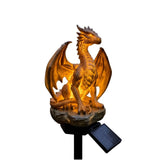 Waterproof Solar Dragon Garden Decor Light, Realistic Resin Dragon Sculpture LED Stake Lamp, Auto V1369-AZ3-W-13621