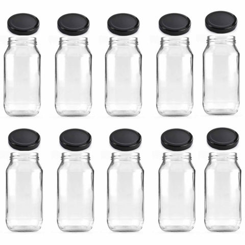 10x 1L Flint Glass Jars + Twist Finish Lids - Round Food Storage Preserving V238-SUPDZ-39258989297744