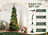 Jingle Jollys Pop Up Christmas Tree Pre Decorated Warm White LED 160cm PUT-XMAS-5IN-2