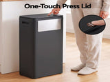 Cefito 30L Commercial Trash Can with Lid Front Push Flap Rubbish Bin Black RB-C-PRESS-30L-BK