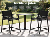 Gardeon 2PC Outdoor Bar Stools Steel Dining Chairs Patio Furniture Garden Black ODF-BA-TEX-BK-2X
