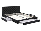 Artiss Queen Bed Frame Storage Charging Station Upholstered 3 Drawers USB Type-C BFRAME-G-LUNA-Q-BK-ABC
