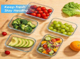 5 Pieces Glass Food Storage Containers with Lids, Airtight Leakproof BPA-Free, Oven Freezer V1237-ZY-917-028