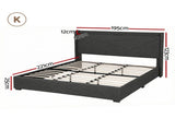 Artiss King Bed Frame Gas Lift Storage Bed with Charging Ports Upholstered Geometric Headboard BFRAME-G-MORFEI-K-BK-ABC