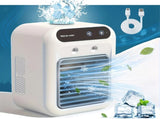 USB rechargeable mini air conditioning fan, supports USB/wireless charging. Features 3-speed wind, V1232-BXSKT001