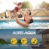 Aurelaqua Pool Roller Cover and 7.5x3.2m Solar Blanket 400 Micron, Blue V219-SWPCOMAURA5G73B