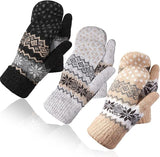 Pack of 3 pairs - Warm gloves for women - Extra thick - Knitted imitation - Suitable for cold V1188-ZXY-117-0026