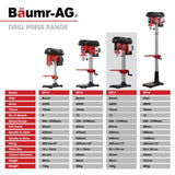 Baumr-AG 600W 12" Pedestal Bench Drill Press, 12 Speeds, 16mm Chuck V219-DRLDPRBMRAD17