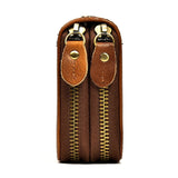 Vegetable Tanned Distressed Top Grain Leather Double Zip Long Wallet, Vintage Genuine Leather V1232-SNB-NS-003