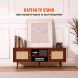 VEVOR Rattan TV Stand, Boho TV Cabinet for 55 inch TV, Mid Century Modern TV Stand, Rattan TV V952-TBDSJ47INHTMOXPGTV0