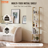 VEVOR Industrial Square Pipe Shelf 5 Tier 40x30x178cm Wall-Mount Gold White V952-JSGZWJFGHMBJKXPV1V0