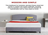 Linen Fabric Queen Bed Curved Headboard Bedhead - Slate Ash V63-839791