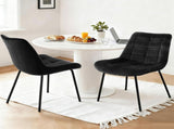 Artiss 2x Dining Chairs Velvet Tufted Kitchen Lounge Cafe Accent Chair Black DINC-K-799-BKX2