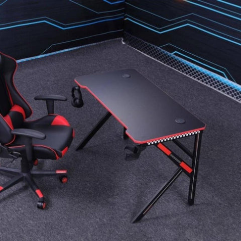 Gaming Desk Desktop PC Computer Desks Desktop Racing Table Office Laptop Home K-Shaped Legs Black V255-D2105-140CM