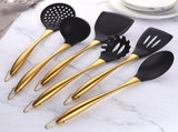 Silicone Cooking Utensils Set, 6-Piece Non-Stick Kitchen Utensil Set with Titanium Stainless Steel V1192-AZ-W-25155