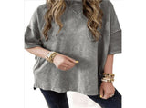 Summer Oversized Side Casual Short Sleeve Basic Tees Light XXL V1369-AZ3-W-12944