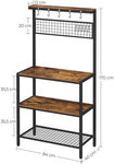 Industrial Kitchen Baker's Rack with Storage Shelves 10 Hooks and Metal Mesh Shelf 84 x 40 x 170 cm V178-11123