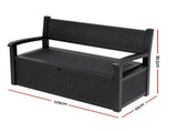 Gardeon Outdoor Storage Box Bench 254L Resin Armset Backrest Lockable Black ODF-OSB-ARM-PP-BK