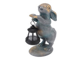 Bunny Figurine with Solar Lantern Resin Bunny Statue Light Auto Light Sensing for Outdoor Garden V1294-YM0901-3111250023611