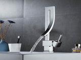 Brass Basin Faucet, Retro Waterfall Hot and Cold Bathroom Faucet, Silver V1188-MS-520-098