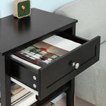 Black Bedside Table with 1 Drawer and 2 Shelves V178-84973