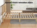 Artiss Bed Frame Queen Size with Rattan Headboard Wooden Bed Base BRUNO WBED-BRUNO-RIBO-Q-WD