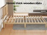 Artiss Bed Frame Double Size with Rattan Headboard Wooden Bed Base BRUNO WBED-BRUNO-RIBO-D-WD