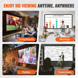 VEVOR Outdoor Movie w/ Stand 180" Portable Movie 16:9 HD Wide Angle Outdoor Projector V952-DSTPMYC180WDPDVTFV0