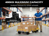 BAUMR-AG 40V Li-ion 400kg Electric Powered Platform Trolley, Adjustable Tray, Utility Cart Trolley V219-MATPTLBM1M2A