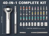 40 in 1 Ratcheting Screwdriver Set with Magnetic Bits 180 Degree Universal Ratchet Wrench Metric V1366-AZ2-W-14823