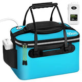 10 Gallon Foldable Fishing Bucket Portable Aerator EVA Live Bait Bucket Quiet Air Pump - Black V1107-133-98516-BLK-10GALLON