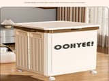 White Large Foldable Storage Box with Lid and Wheels - Heavy Duty Collapsible Toy Organizer Bin V888-ELOSUNG36118