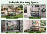 Gardeon Garden Tool Organizer Rack 16 Slots Rolling Garage Storage with Hooks GTO-ROLL-3T-BK