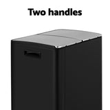 Cefito Pedal Bins Rubbish Bin Dual Compartment Waste Recycle Dustbins 60L Black RB-60L-2C-BK