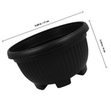 Set of 6 Black Plastic Plant Pots, Shallow Flower Pots for Indoor and Outdoor Gardening, Garden V1369-AZ3-W-16779