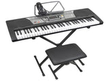 Black Digital Portable Keyboard Pack With Headphones, Stool, 61 Keys, 255 Voices, Adjustable Height LSB-69025