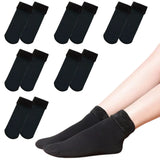 6 Pairs Thick Fur THERMAL HEATED SOCKS Warm Winter Comfort Work Ski Reversible V563-W825201-BLACK-6PAIRS