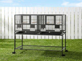 i.Pet 106cm 2-in-1 Bird Cage Aviary with Divider Parrot Budgie Wheels Black PET-BIRDCAGE-H106-BK