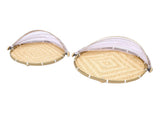 2PCS Food Serving Tent Basket Hand Woven Basket Dust Proof Vegetable Fruits Bread Storage with Mesh V1294-YM0901-3111250228711