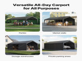 Carport Car Canopy 12x20FT Heavy Duty Car Shelter with Sidewalls White V952-FBSJSQCCKHS886LB9001V0