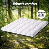 Giselle Bedding 1500GSM Bamboo Pillowtop Mattress Topper 10cm Thick Pad for Back Pain Relief, High TOPPER-BAM-10-K