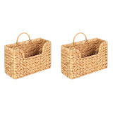 2X Handwoven Water Hyacinth Wall Magazine Holder - Hanging Organizer for Mail, Newspapers & V1366-AZ2-W-14514