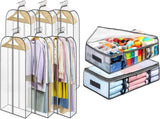 2 Packs Under Bed Storage Containers Bins-55L, 6 Pack Clear Garment Bags-40'' Long V1259-DP01-A-4596