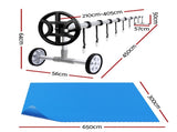 Aqua Buddy Pool Cover 600 Micron 6.5x3m w/ Roller 4m Swimming Pools Solar Blanket PC-65X30-L-BL-40ROL